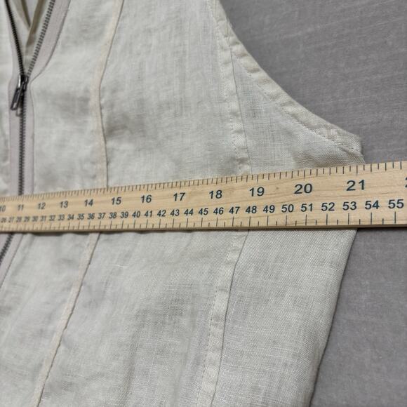Luii Womens Linen Full Zip Sleeveless Top Large Lagenlook Minimalist Natural - Picture 8 of 9